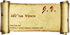 Jóna Vince névjegykártya
